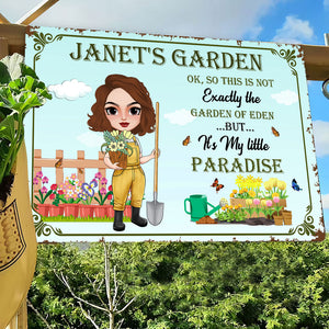 This Is Not Exactly The Garden Of Eden But It's My Little Paradise, Personalized Metal Sign, Gift For Gardener - Metal Wall Art - GoDuckee