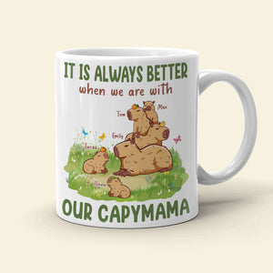 It Is Always Better When We Are With, Personalized Mug, Gift For Mom, Mother's Day Gift, Capybara Mom And Kids Mug - Coffee Mug - GoDuckee