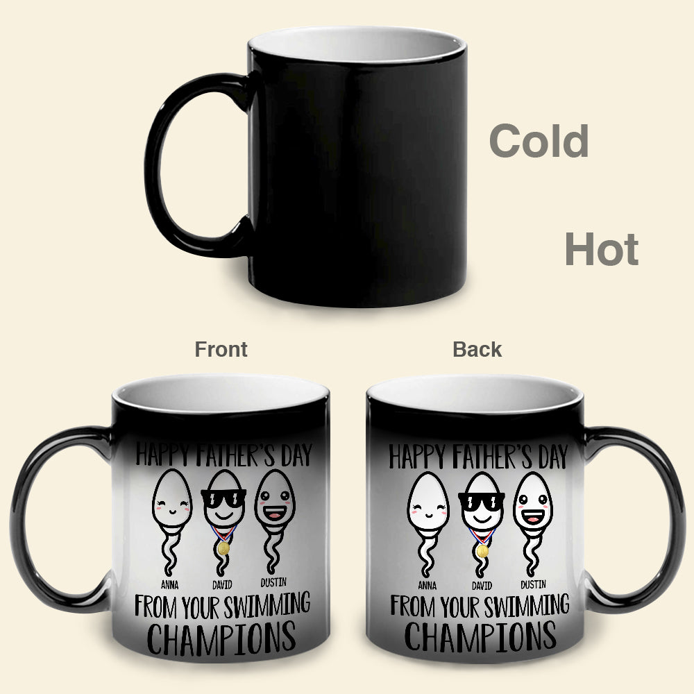 Happy Father's Day From Your Swimming Champions, Personalized Magic Mug, Gift For Dad - Magic Mug - GoDuckee