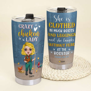 Chicken Lady She Is Clothed In Muck Boots and Leggings, Personalized Tumbler, Gifts for Farmer Girls - Tumbler Cup - GoDuckee