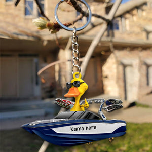 Wakeboarding Ducks Couple - Personalized Keychain - Anniversary Gift For Couple - Ornament - GoDuckee