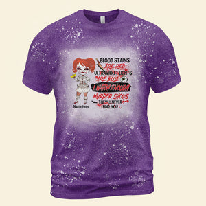 Girl Blood Stains Are Red Ultraviolet Lights Are Blue Custom Bleached T-shirt - Shirts - GoDuckee
