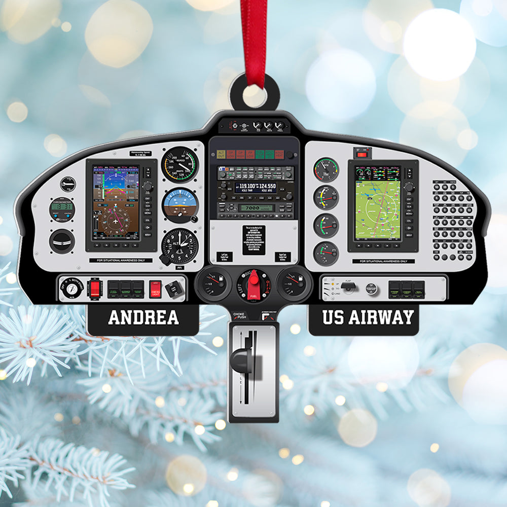 Personalized Aircraft Cockpit Ornament, Christmas Tree Decor - Ornament - GoDuckee