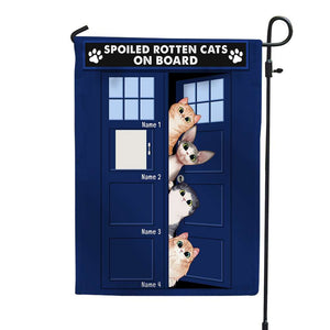 Personalized Gift For Cat Lover, Spoiled Rotten Cats On Board Custom Flag - Flag - GoDuckee