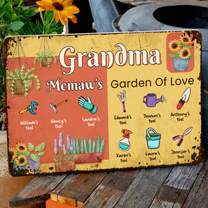 Grandma Garden Of Love, Family Love Printed Metal Sign - Metal Wall Art - GoDuckee