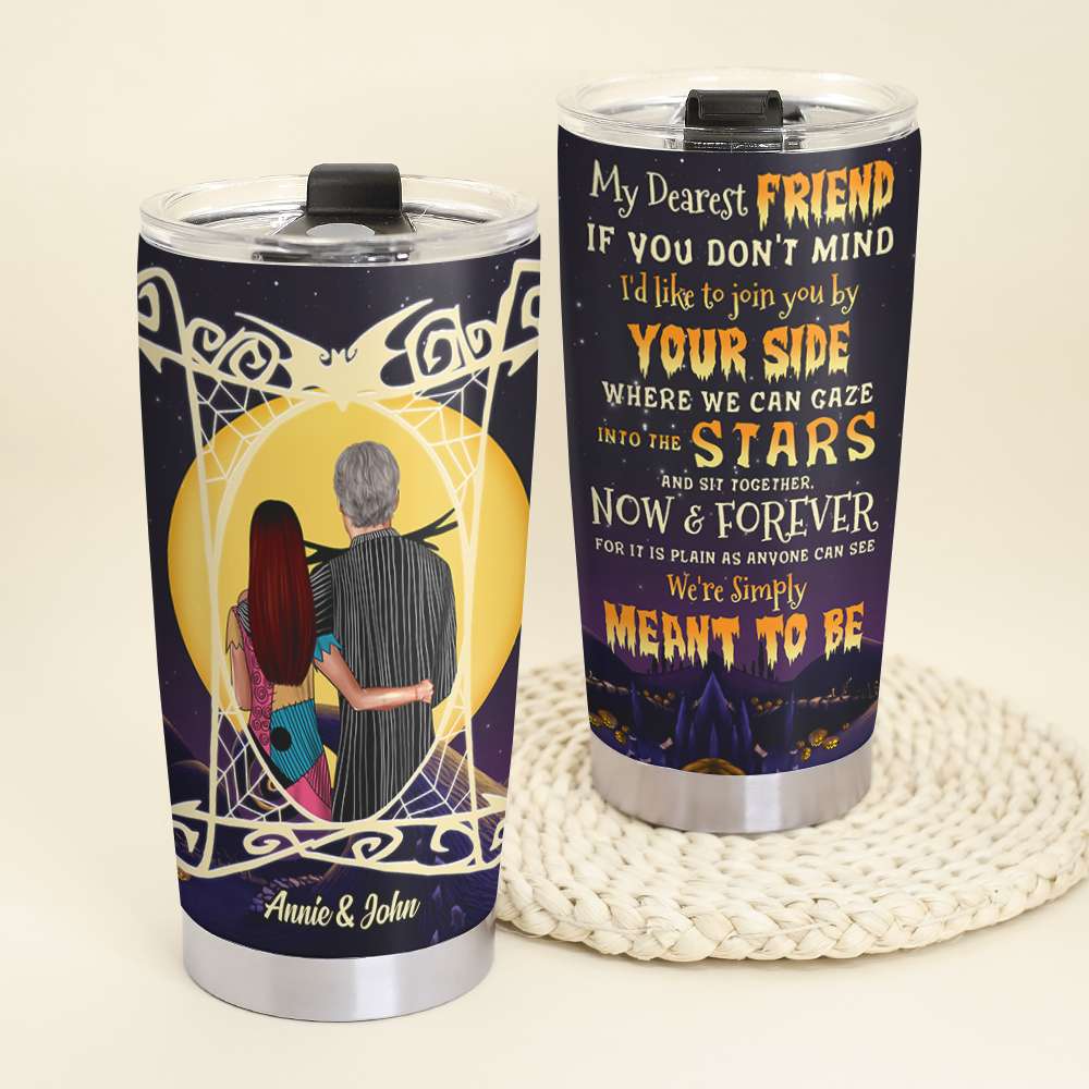Pumpkin King and Queen, Personalized Halloween Couple Tumbler, We're Simply Meant To Be - Tumbler Cup - GoDuckee