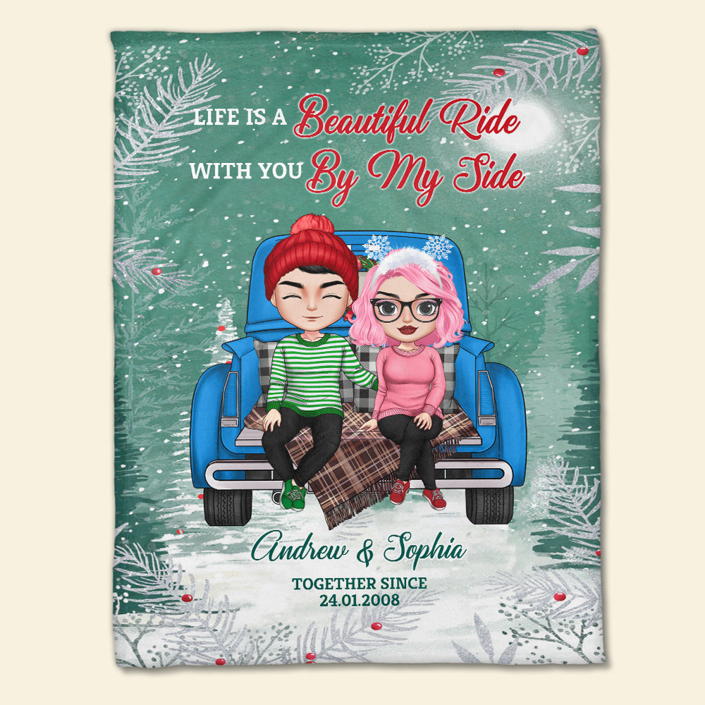 Couple Life Is A Beautiful Ride With You By My Side, Personalized Blanket, Gift For Couples - Blanket - GoDuckee