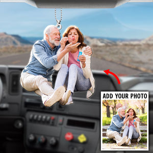 Anniversary Gift, Custom Photo Car Ornament - Gift For Old Couple - Ornament - GoDuckee