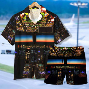 Personalized Pilot Hawaiian Shirt and Men Beach Shorts Pilot Control Panel - Hawaiian Shirts - GoDuckee