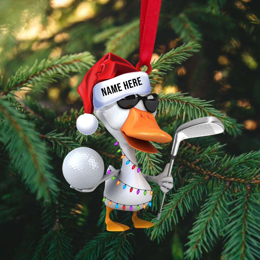 Golfing Duck - Personalized Christmas Ornament- Christmas Gift For Golfer - Ornament - GoDuckee