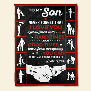 Never Forget That I Love You Personalized Blanket, Father And Son Gift - Blanket - GoDuckee