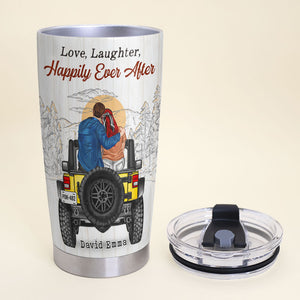 Love Laughter Happily Ever After Personalized Car Couple Tumbler Gift For Couple - Tumbler Cup - GoDuckee