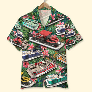 Pontoon Hawaiian Shirt, Gift For Pontoon Lovers, Tropical Pattern - Hawaiian Shirts - GoDuckee