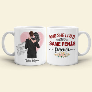 And She Lived With The Same Penis Forever - Personalized New Wedding Couple Mug - Gift For Couple - Coffee Mug - GoDuckee