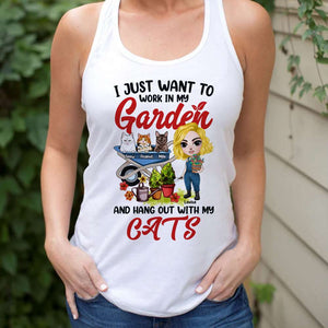 I Just Want To Work In My Garden And Hang Out With My Cats Personalized Gardening Shirt - Shirts - GoDuckee