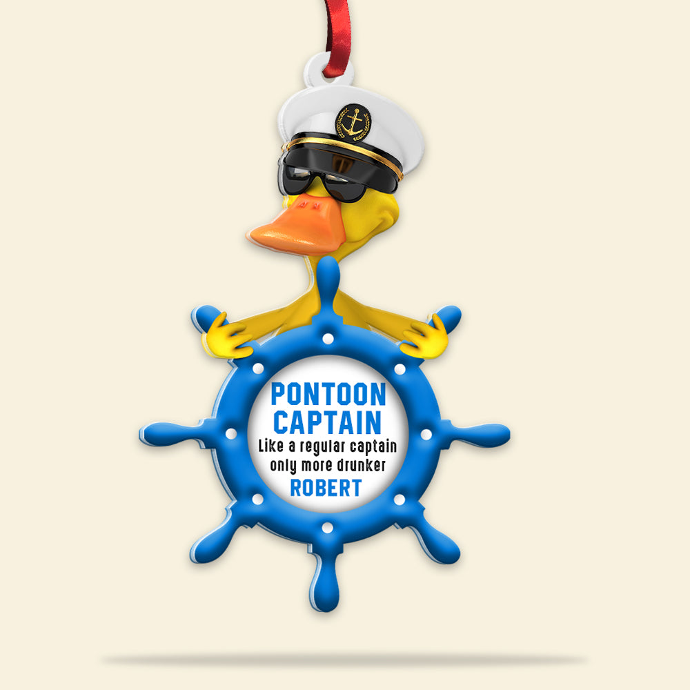 Pontoon Duck Captain - More Dunker, Personalized Acrylic Ornament - Ornament - GoDuckee