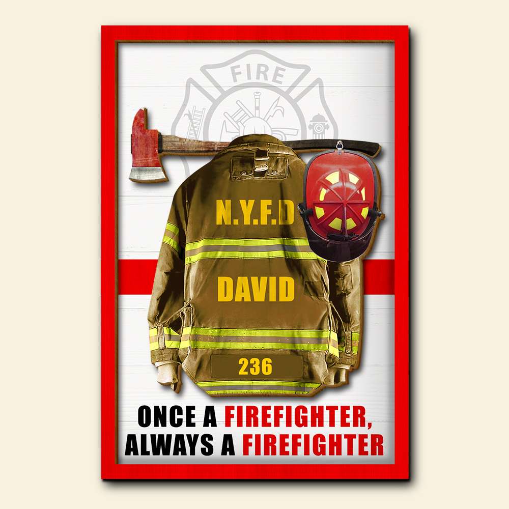 Once A Firefighter Always A Firefighter, Personalized 2 Layers Wood Sign, Gift for Firefighters - Wood Sign - GoDuckee
