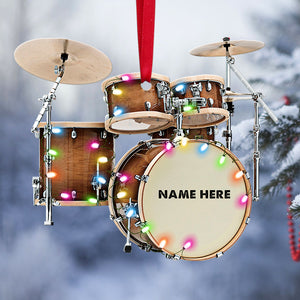 Drum Kit with Christmas Lights Personalized Christmas Ornament - Ornament - GoDuckee