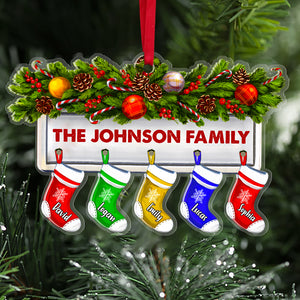 Personalized Christmas Family Ornament, Custom Christmas Socks, Christmas Tree Decor - Ornament - GoDuckee