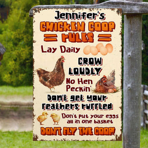 Chicken Coop Rules Personalized Country Farming Metal Sign - Metal Wall Art - GoDuckee