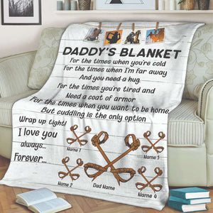 Personalized Lineman Fleece Blanket - Daddy's Blanket - Blanket - GoDuckee