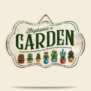 Come Into The Garden, Personalized Metal Sign, Gift For Gardening Girl - Metal Wall Art - GoDuckee