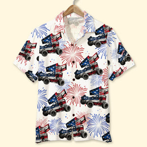 Independence Day Personalized Dirt Track Racing Hawaiian Shirt - Hawaiian Shirts - GoDuckee