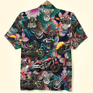 Custom Motorcycle Photo Hawaiian Shirt, Tropical Pattern, Gift For Biker - Hawaiian Shirts - GoDuckee