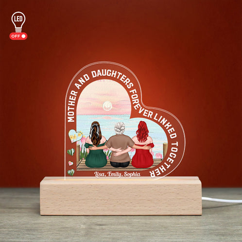Mother and Daughters Forever Linked Together - Personalized Mother's Day Led Light - Gift For Mom - Led Night Light - GoDuckee