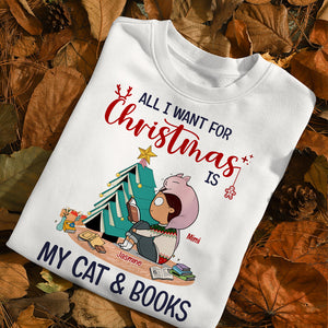 All I Want For Christmas Is My Cat And Books, Personalized Cat Breeds Shirt, Book Lovers, Christmas Gift - Shirts - GoDuckee