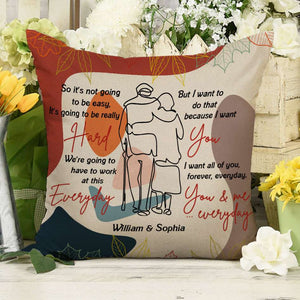 Forever Old Couple Line Art Pillow - Pillow - GoDuckee