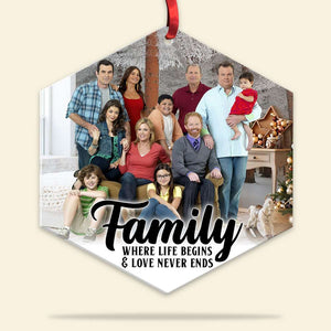 Family Where Life Begins and Love Never Ends, Personalized Acrylic Ornament - Ornament - GoDuckee