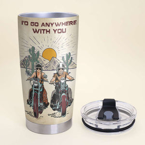 Personalized Biker Couple Tumbler - I'd Go Anywhere With You - Marriage Chapter - Tumbler Cup - GoDuckee