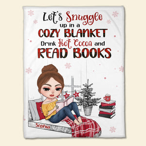 Let's Snuggle Up Drink Hot Cocoa and Read Books Personalized Blanket, Gift For Book Lover - Blanket - GoDuckee