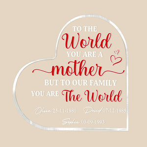 To Our Family You Are The World, Personalized Acrylic Plaque, Gift For Mom, Mother's Day Gift - Decorative Plaques - GoDuckee