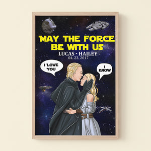 Personalized Galaxy Couple Canvas Print, May The Force Be With Us, Couple Forehead Kiss - Poster & Canvas - GoDuckee