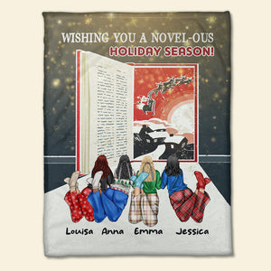 Wishing You A Novel Ous Holiday Season, Personalized Christmas Book Blanket Gift For Besties - Blanket - GoDuckee