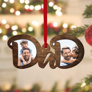Dad Upload Photo Personalized Wood Ornament, Gift For Family - Ornament - GoDuckee