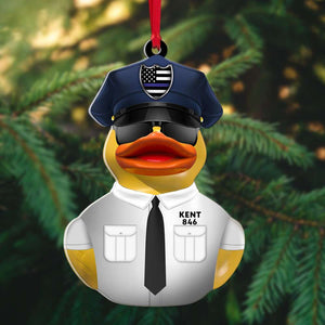 Police Duck, Personalized Duck Acrylic Ornament - Ornament - GoDuckee