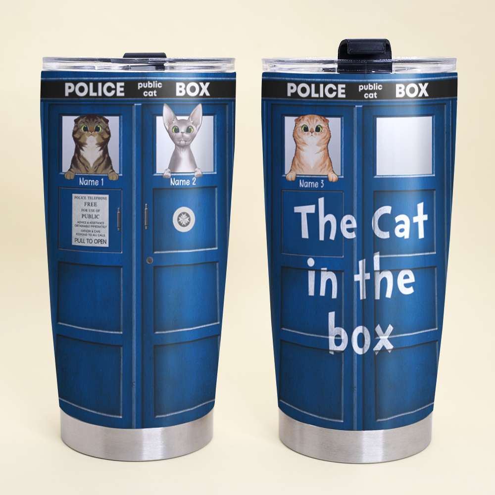 Personalized Cat Lovers Tumbler - Phone Box The Cat In The Box - Tumbler Cup - GoDuckee