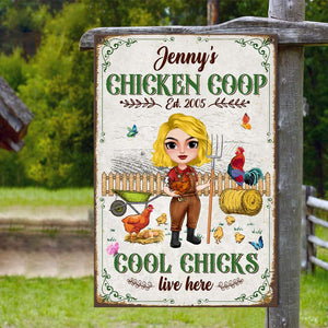 Country Girl Cool Chicks Live Here, Personalized Metal Sign, Gifts for Farmers - Metal Wall Art - GoDuckee