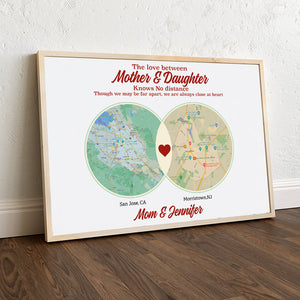 Knows No Distance Though We May Be Far Apart We Are Always Close At Heart, Family Canvas Poster - Poster & Canvas - GoDuckee