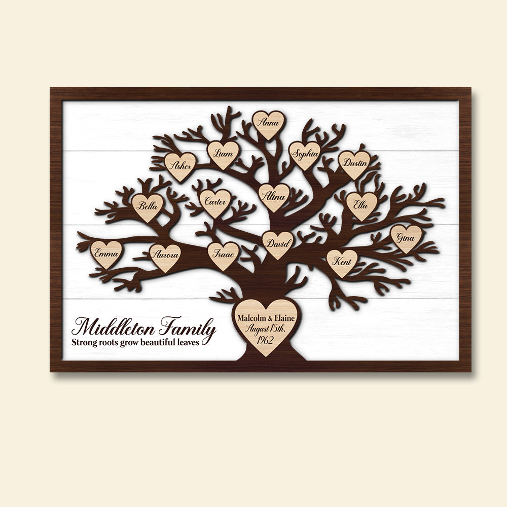 Family Like Branches On A Tree, Personalized 2 Layers Wood Sign, Gift for Family Members - Wood Sign - GoDuckee
