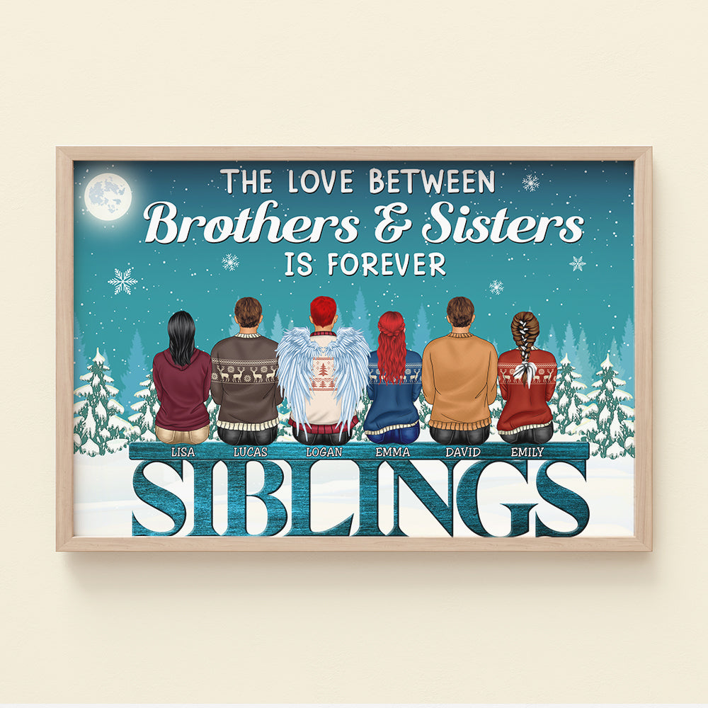 The Love Between Brothers & Sisters Is Forever Personalized Heaven Canvas Print, Gift For Family - Poster & Canvas - GoDuckee
