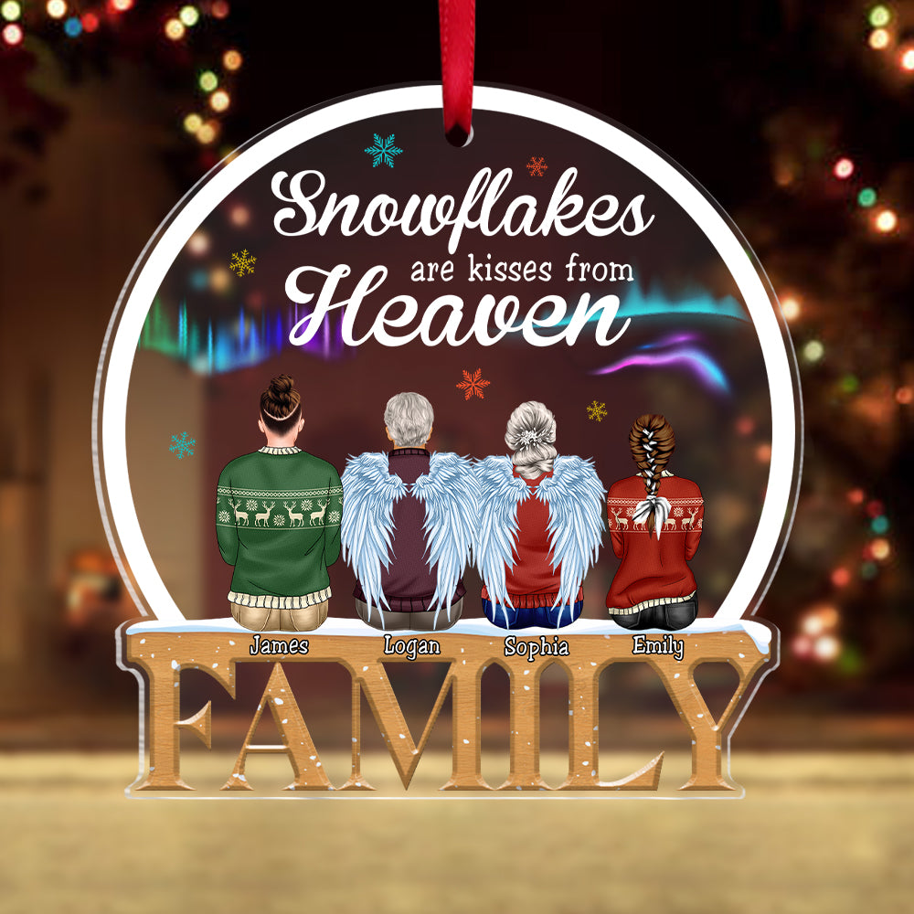 Snowflakes Are Kisses From Heaven Personalized Heaven Family Ornament, Christmas Tree Decor - Ornament - GoDuckee