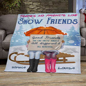 There's No Friends Like Snow Friend, Personalized Christmas Besties Blanket - Blanket - GoDuckee