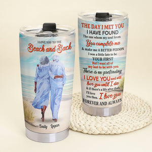 I Love You To The Beach And Back Personalized Old Couple Tumbler Cup Gift For Couple - Tumbler Cup - GoDuckee