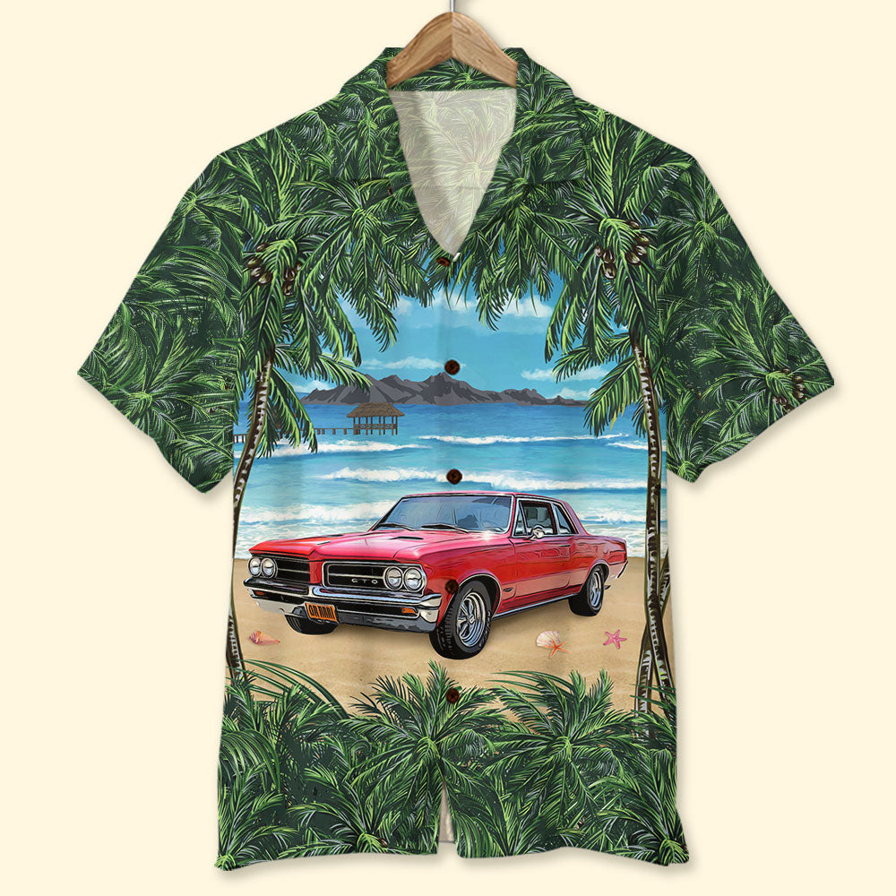 Muscle Car Coconut Palm Beach Personalized Hawaiian Shirt - Hawaiian Shirts - GoDuckee