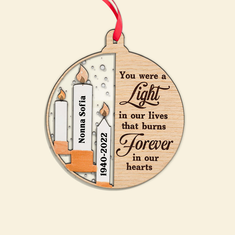 You Were A Light Personalized Heaven 2 Layered Mix Ornament, Christmas Gift - Ornament - GoDuckee