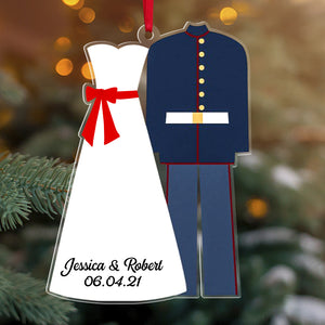 Personalized Military Wedding Ornament, Christmas Tree Decor - Ornament - GoDuckee